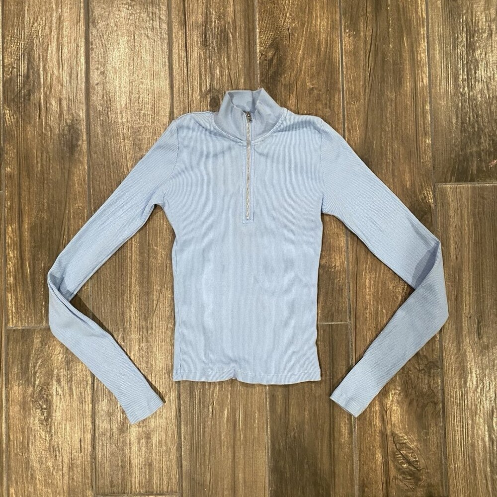 tna blue 1/4 zip ribbed blue 2XS Top  (178)